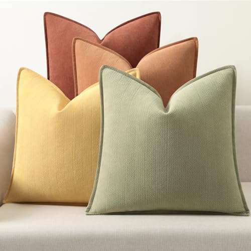 ZWJD Fundas Cojines 45x45 Set de 4 Fundas de Cojines de Chenilla, Funda de Cojin Decorativos Elegantes, Suaves y Lujosos para Sofá, Cama y Decoración del Hogar