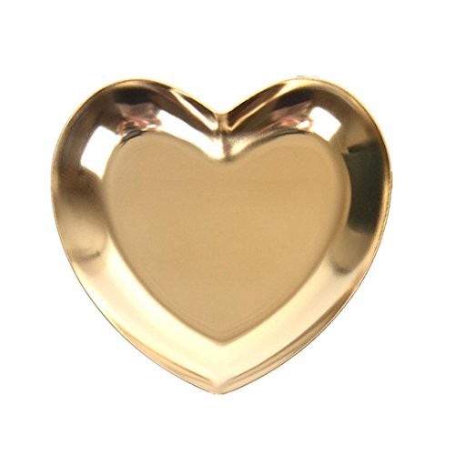 Zolimx Storage Decoration Ornaments Jewelry Serving Plate Metal Tray Heart Shaped