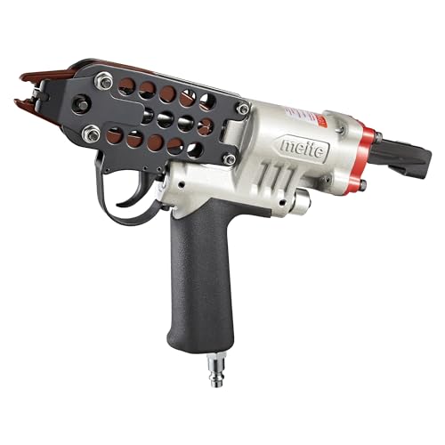 meite SC760C Pneumatic Hog Ring Gun 16 Gauge 1/2 Crown Hog Ring Pliers 2.63.6 mm Closure Air C Ring Stapler for Fencing Upholstery Pet Cages and Bag Sealing