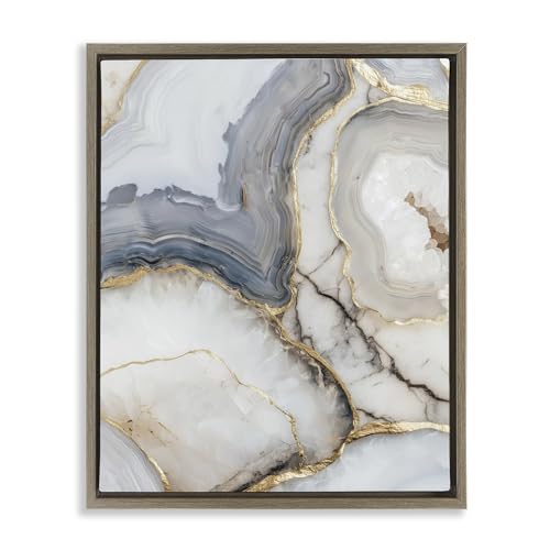 Crystal Geode Gold Abstract Glam, 16 x 20 Inch Canvas in Floater Frame