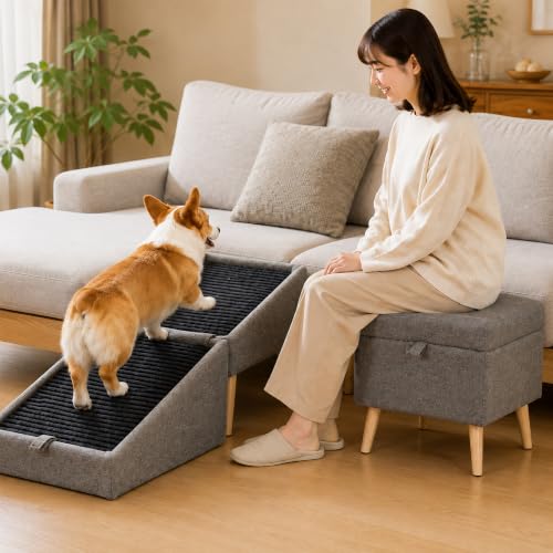 Kurasage 犬 階段 スロープ ドッグステップ 2WAY スツール 折りたたみ式 ソファ・ベッド用 小型犬 シニア