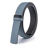 Vatee's Women's Reversible Real Leather Replacement Belt Strap without Buckle 1'/25mm Wide Adjustable 45' Long Light blue/Black