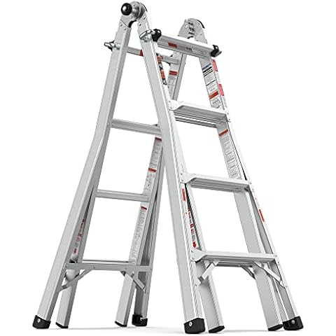 Multifunctional 4 Step Ladder, 17ft Multi Position Telescoping Ladder with Stabilizer Bar, 250 lbs Weight Rating Foldable Extension Ladder for Working Indoor/Outdoor Cover
