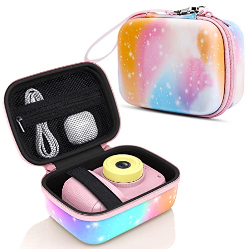 Moko Kids Camera Case Compatible With Seckton/Goopow/Cimelr/Ourlife/Ozmi/Gktz/Dylanto/Prograce/Rindol/Dwfit/Hyleton Digital & Video Camera, Pu Hard Carrying Bag With Inner Pocket, Pink Starry Sky #TOP10