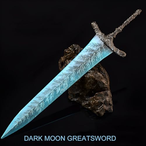 Huadafun Elden Ring Dark Moon Greatsword Straight Sword Model with Display Stand Full Metal 11.8in Action Figures Toys Collection Gifts Office Deskop Decoration Ornaments - Image 4