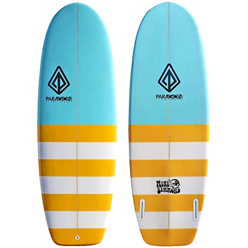 Paragon Surfboards Mini Simmons 5'6' Fiberglass Twin Fin Surfboard with Fins, Intermediate to...
