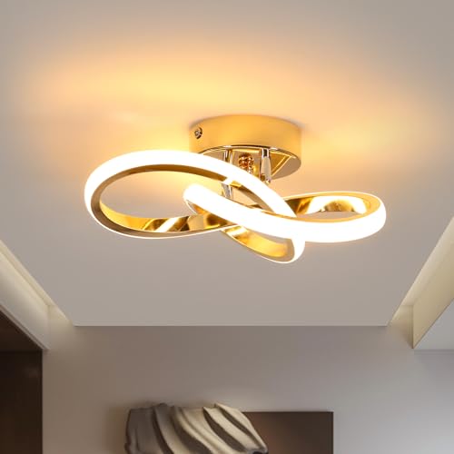 Luminaire plafonnier doré créatif au design de fleur pour une décoration raffinée