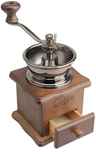 Libra_J Wooden Vintage Style Manual Coffee Grinder with Ceramic Hand Crank