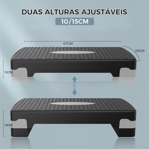 Step de Academia 67 x 28 x 10-15 Com Regulagem De Altura