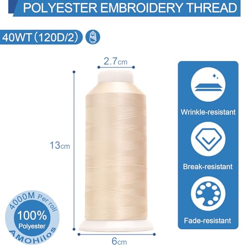 Image of High Tenacity Polyester Embroidery Machine Thread 40WT(120D /2) 4000M Per Spool for Commercial and Domestic Embroidery Machine (Tusk-1682)