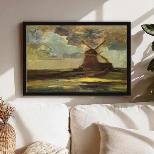 Toile Moulin à vent Piet Mondrian WCYB : cadre déco murale premium