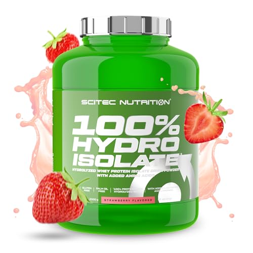 Scitec Nutrition 100% Hydro Isolate - Hydrolysiertes Isolat mit Glutamin & Arginin - zuckerfrei, glutenfrei - Erholung nach dem Training, 2000 g, Erdbeere