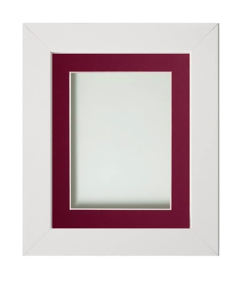 Frame Company Watson White Picture Photo Frame fitted with Perspex, 10x8 inch with Plum Mount for image size 7x5 inch