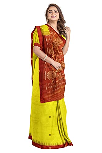 Image of Odisha Sambalpuri Handloom Ikat Women's Cotton Saree, Odisha Handloom Handmade Pure Cotton Khandua Saree, Ikkat Orissa Traditional Handloom Saree Without Blouse