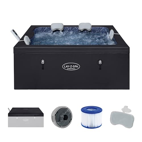 Bestway Lay-Z-SPA Stockholm AirJet Energiespar-Whirlpool 164x164 cm – Smarter Pool für 6 Personen...