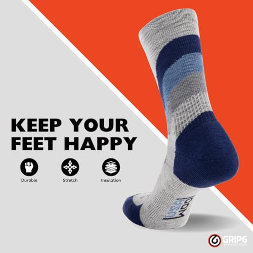 Image of GRIP6 Crew Socks - Merino Wool Socks Made in the USA, Lightweight Wool Hiking Socks, Crew Socks for Men and Women
