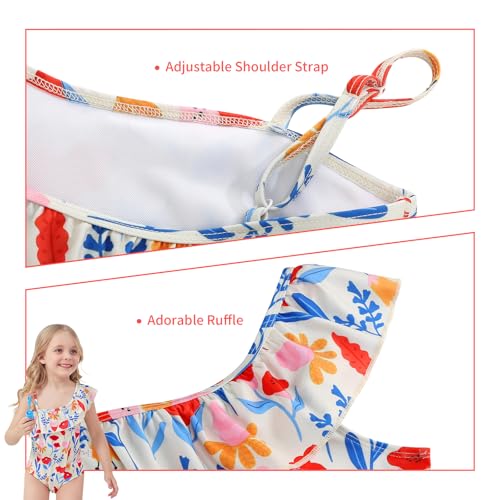 Girls One Piece Swimsuits One Shoulder Ruffle Bathing Suit Swimwear for Summer Hawaiian Runs Large Size Down for Fit3