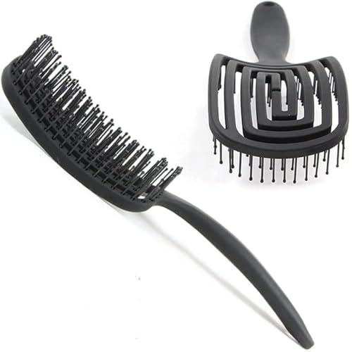 Image of Wet Hair Detangling Brush | Vented No-Tangle Hair Brush for Wet & Dry Use | Glide Through Knots Easily | Detangler for Kids, Women & Men | Gentle & Lightweight Styling Tool (Black)