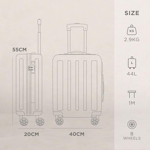 AVIO Jett 55cm Cabin Suitcase – Lightweight Hard Shell Carry On Luggage with 4 Spinner Wheels, Telescopic Handle & 3-Digit Lock – Airline Approved Cabin Bag - Image 4
