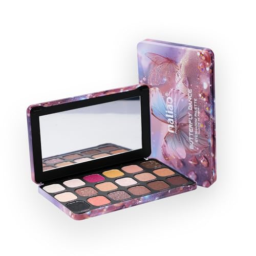 Image of Maliao 18 Color Eyeshadow Palette | Highly Pigmented | Matte & Shimmer Shades | Long Lasting Blendable Eye Makeup | Butterfly Dance,18g