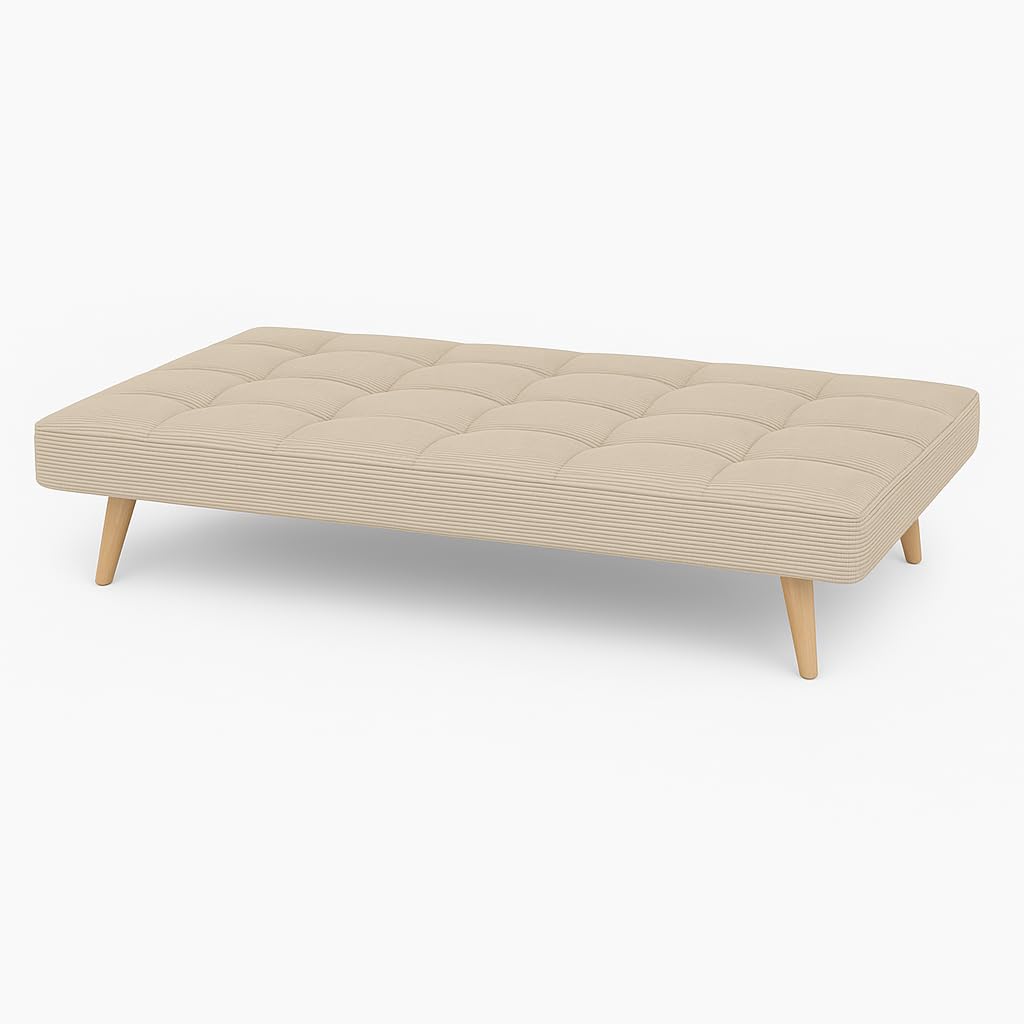 Totò Piccinni Divano Letto 3 Posti SANDWICH Prontoletto Clic-Clac imbottito con piedini in legno (Velluto a Costine Beige)