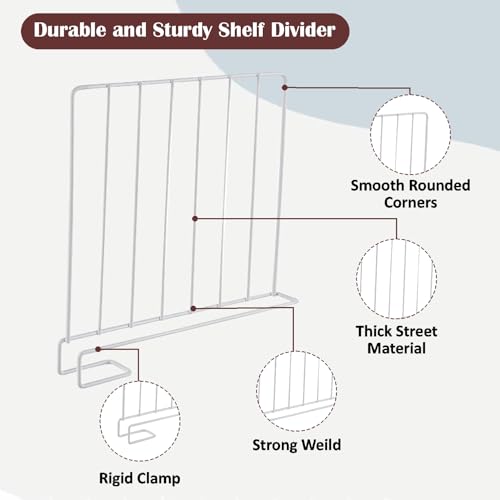 Image of JD FRESH 3-Piece Shelf Divider Set /Metal Wardrobe Separator for Clothes /Books & Pantry Storage /Partition for Shelves /Closet & Cupboard Organizer for Home & Office (White)
