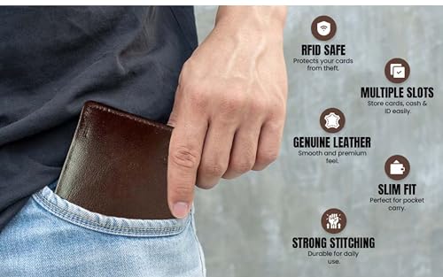 men's Wallet, Full Grain oil tan leather wallet, bifold slim Elgant RFID Protected, Multiple 12 Card Holder Mens wallet (Coffee Brown)4