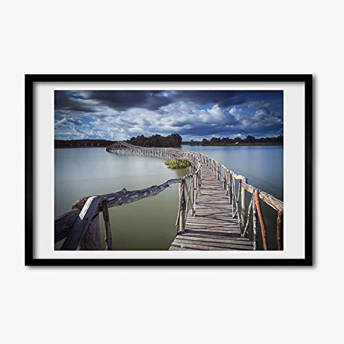 Cadre Pont en bois Tulup 60x40 cm pour une ambiance zen dans votre salon