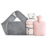 Wärmflasche, Wärmflasche mit Taillenbezug, üßer Gummi-Wärmbeutel zur Schmerzlinderung, Menstruations-Krämpfe, Warmwasserbeutel mit weichem Plüsch-Hand-Taillenwärmer