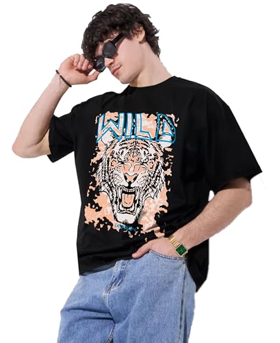 Image of LEOTUDE Oversized Cotton Blend Half Sleeve Unisex (Women /Men) T-Shirts