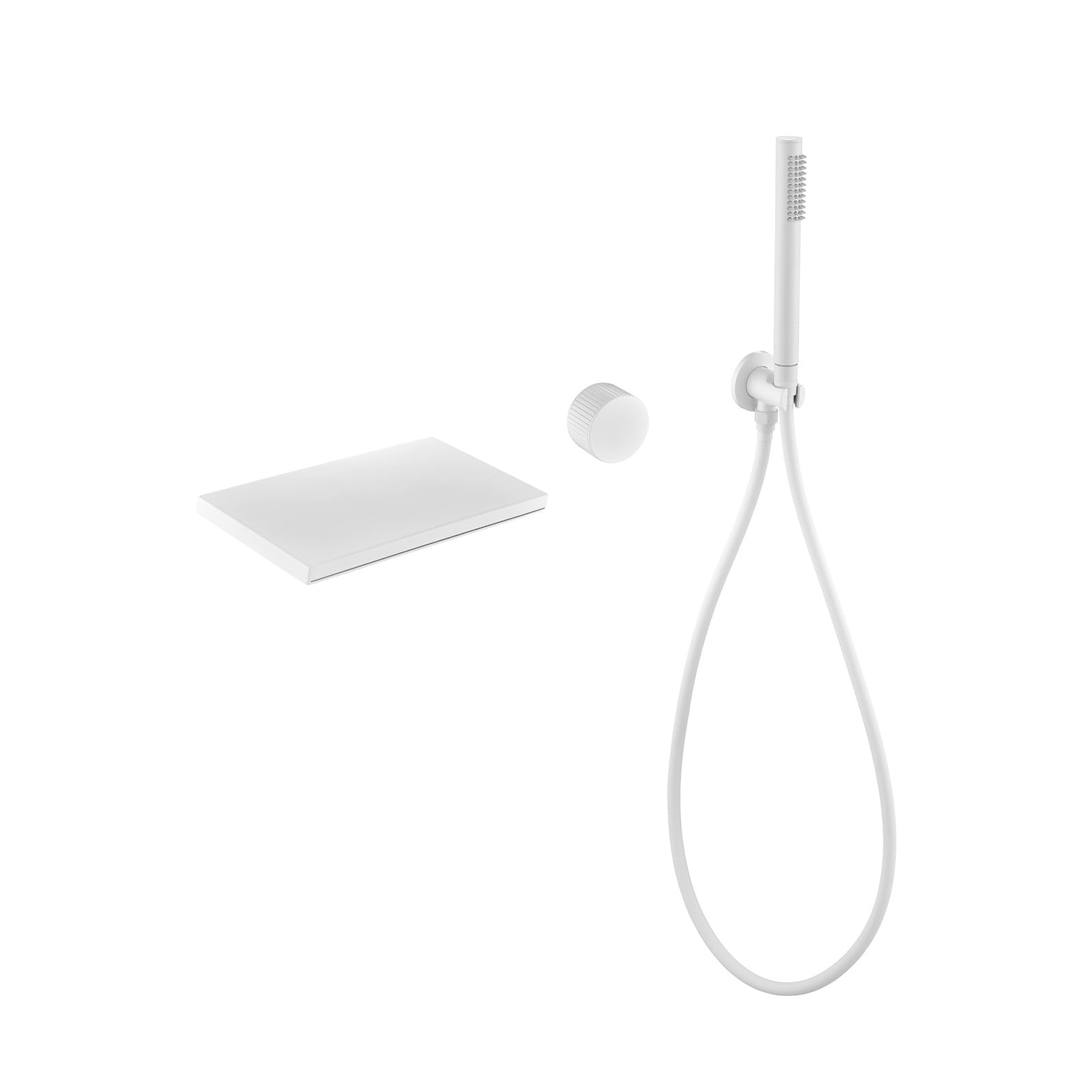 JYBNBBE Gray Wall MounteWaterfall Bath Mixer Tap with ConcealeShower Set – Bathtub Faucet for Luxurious Bathroom Upgrade (White A)