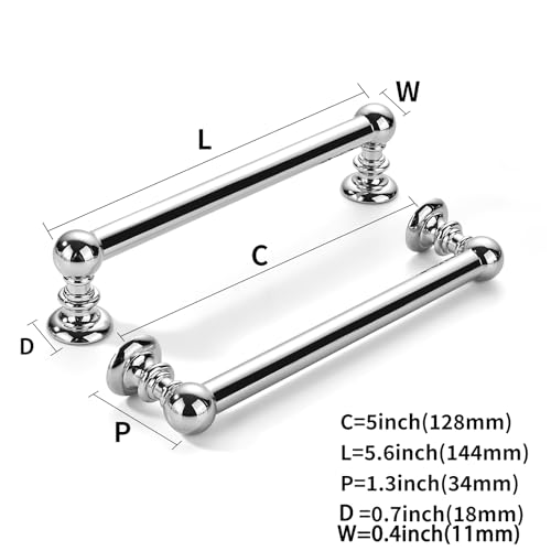 khtumeware 10 Pack 5 inch(128mm) Hole Center Vibrant Polished Chrome Cabinet Pulls Solid Heavy-Duty Kitchen Cabinet Hardware for Drawers Dressing Table Bathroom Handle by khtumeware - Used condition - Image 2