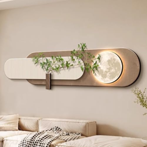 Decoración de pared 3D, escultura luminosa de plantas para sala de estar o dormitorio, pintura mural de alta gama para fondo de sofá