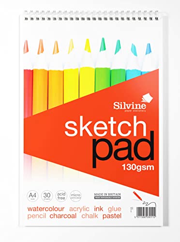 Silvine Bloc de croquis à spirale A4 130 g/m² 30 feuilles Cover