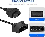 Replacement for Ford 7 pin OBD1 to OBD2 Adapter Code Reader Scanner Check Engine Repair Diagnostic Tool Cable Connector