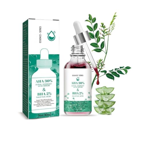 AHA BHA Serum for Face with Willow Bark - 30ml Exfoliating Pore Minimizing Serum, Fades Acne Scars & Blemishes, Hydrates & Smooths Skin, Gentle Formula for All Skin Types (Apple*1)