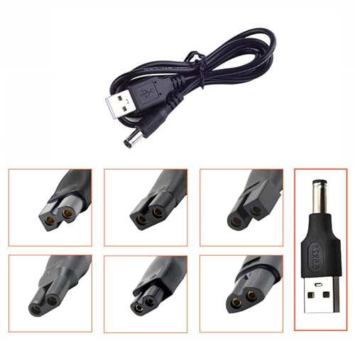 AQSQWQ 8 Stück 5V USB Netzkabel Kabel Rasierer Ladegerät Ersatz-Netzteil-Ladegerät, Multifunktions USB Adapter Set für alle Arten von Rasierern, Haarschneidern und Anderen Ladekabeln