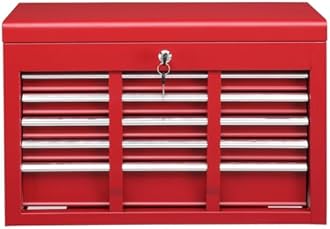 Winado 24" Portable Tool Box, 5 Drawers & Top Storage Tray Tool Box with Drawers, Lockable Metal Tool Chest Cabinet for Garage, Warehouse, Repair Shop & Home, Red