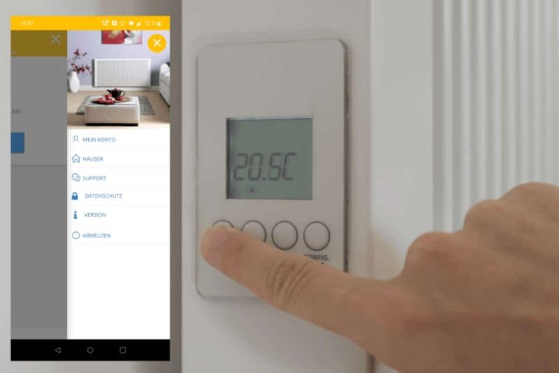 WLAN-Hub, kabelgebundene Ethernet-Verbindung mit Router, Steuerung über "SmartControl" App, maximal mögliche Entfernung der Heizkörper zum Hub (300 m im freien Feld)