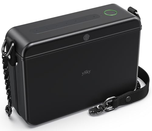 Metal Fingerprint Safe lock box for Women,Lady lock Crossbody Bag with password, Anti-Theft lock box for travel,privacy protection Sling cash bags with MFi Certified Findmy to Track Belongs