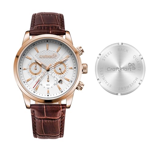 Montre classique pour homme cadran blanc et boîtier rose pour le bureau