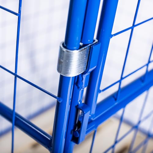 HHL Euro-Gitterbox mit klappe | Gitteraufsatzrahmen H1200 x B1200 x L800mm für aufbewahrung| Faltbarer Gitterrahmen für Euro-palette | Gitterbehälter aus Stahl | Gitterboxen für Holz, Lager | Blau