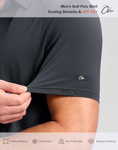 Image of Obla Mens Golf Shirt Short Sleeve Dry Fit Moisture Wicking Performance Athletic Casual Work Collared Polo Shirts for Men