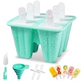 Risom Moldes para Paletas de Hielo, 6 Cavidades Molde de Helado Reutilizables, Silicona Moldes Popsicle Hielo, Molde...