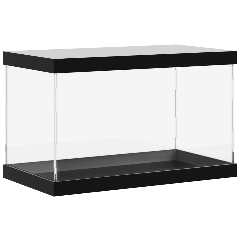 Przezroczyste akrylowe pudełko ekspozycyjne 31x17x19 cm, czarna witryna z górą i podstawą, pyłoszczelna do przedmiotów kolekcjonerskich, zabawek i upominków, montaż