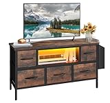 YITAHOME TV-Schrank, TV-Ständer für Wohnzimmer mit 5 faltbaren Schubladen und Regalen, TV-Ständer mit RGB-LED-beleuchtetem TV-Gaming-Entertainment-Center mit Schrank für PS5 (braun)