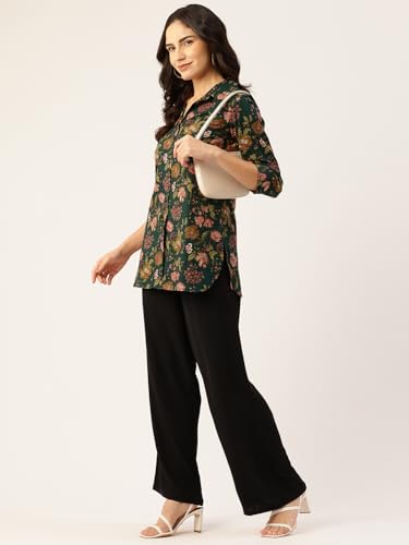 Image of feranoid Classic Collared Cotton Shirt with 3 /4 Sleeve for a Timeless Casual Look