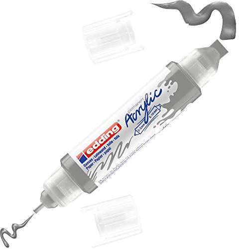 edding 5400 marcador acrílico de tubo 3D con doble punta - plata - 1 tubo de pintura acrílica - doble punta 2-3,5-10 mm - para lienzo, cartón y madera - resistentes al agua de calidad artística