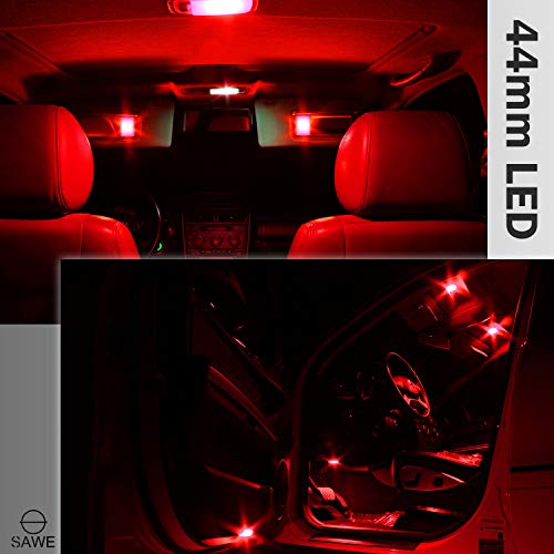 Sawe - 44Mm 6-Smd 5050 Festoon Dome Map Interior Led Light Bulbs Lamp For 6411 578 211-2 212-2 (4 Pieces) (Red) #TOP4