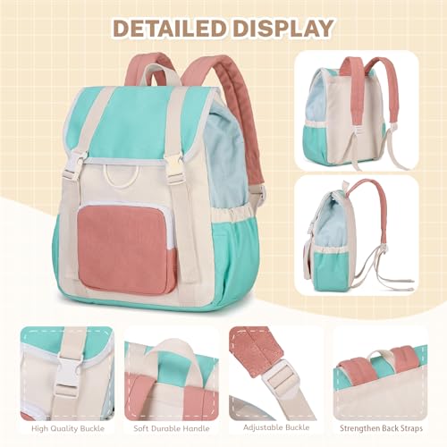 Girls Backpack Travel Backpack For School Kids Canvas Book Boys, Green3